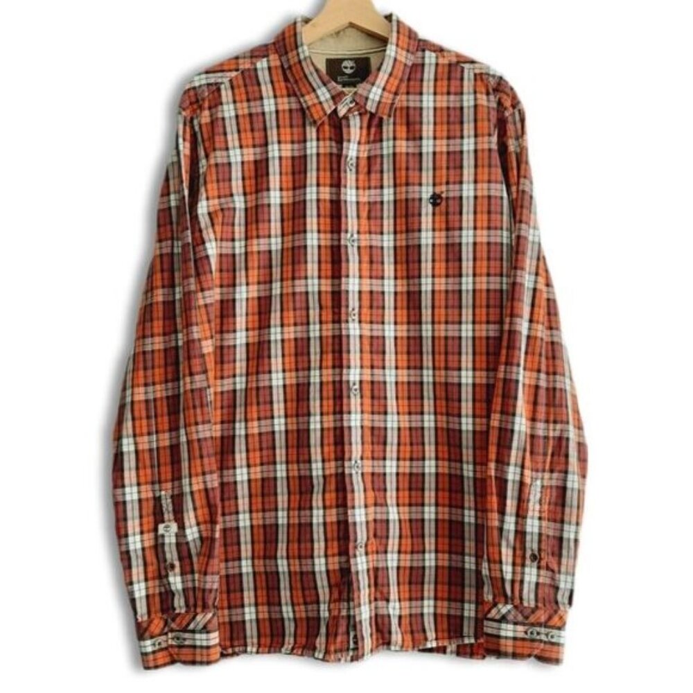TIMBERLAND Earthkeepers Regular Fit Button Down Casual Plaid Shirt Mens Sz XL